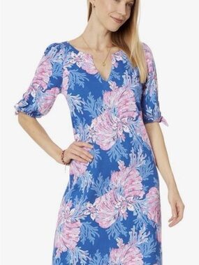 Lilly Pulitzer Blue Dress with Pink Floral Print